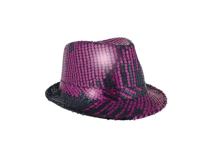 Fedora Hat Med Pailletter, Pink Og Sort