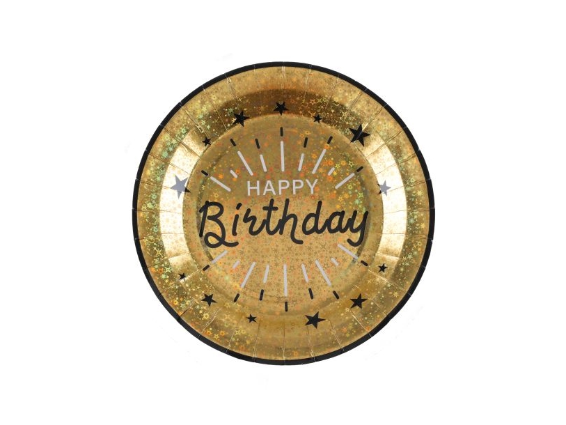 Gold Glitzer Happy Birthday Papp-Teller