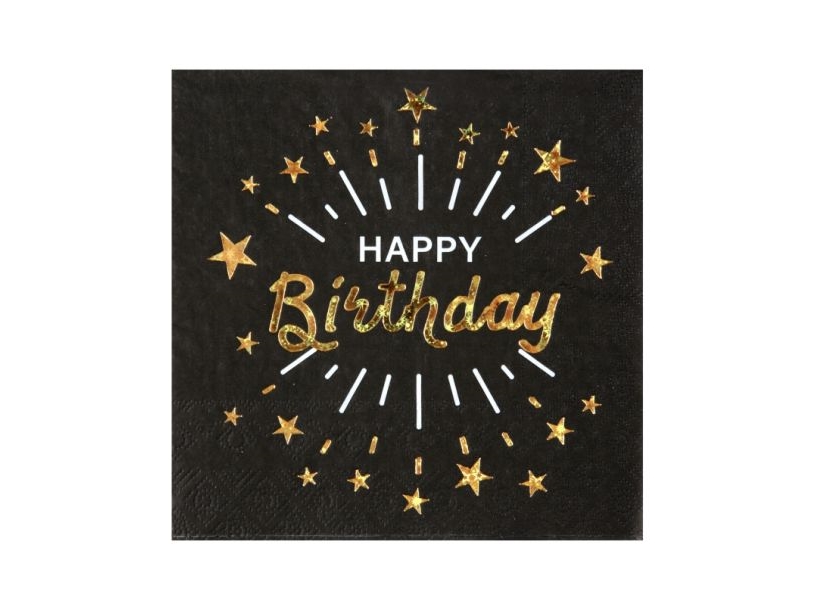 Servietten Schwarz & Gold Happy Birthday