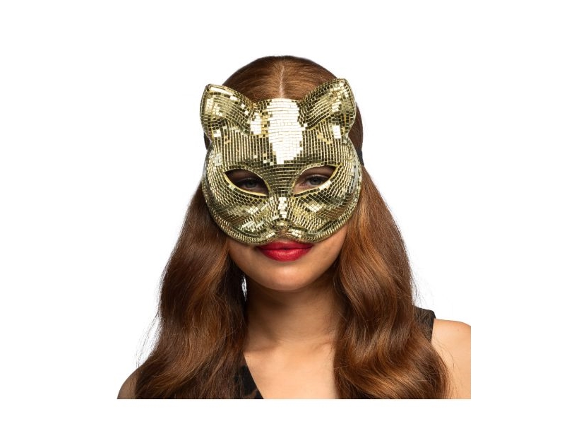 Goldene Disco-Katzenmaske