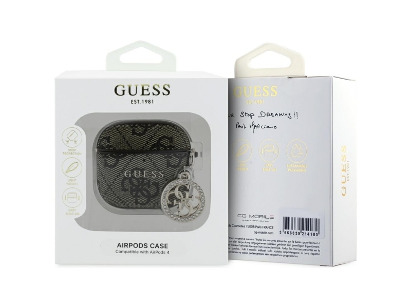 Guess 4G Charm Med Strass Til Airpods 4 – Brun