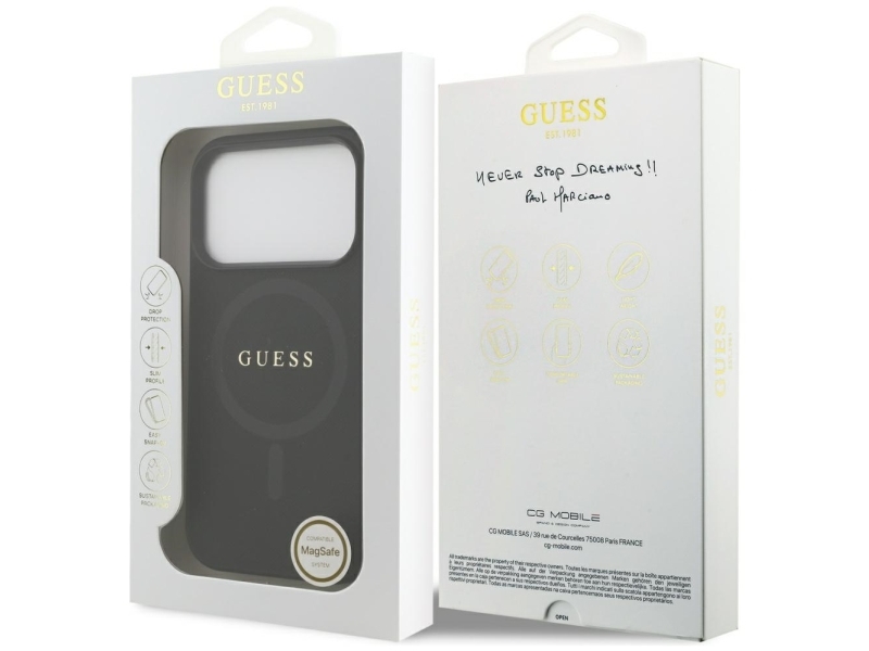 Guess Saffiano Classic Logo Magsafe-Hülle Für Das Iphone 17 Pro – Schwarz