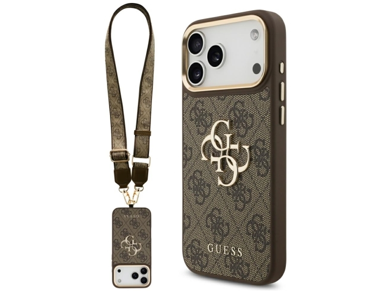 Guess 4G Big 4G Classic Logo Umhängetasche Mit Metallknöpfen Für Iphone 17 Pro Max - Braun