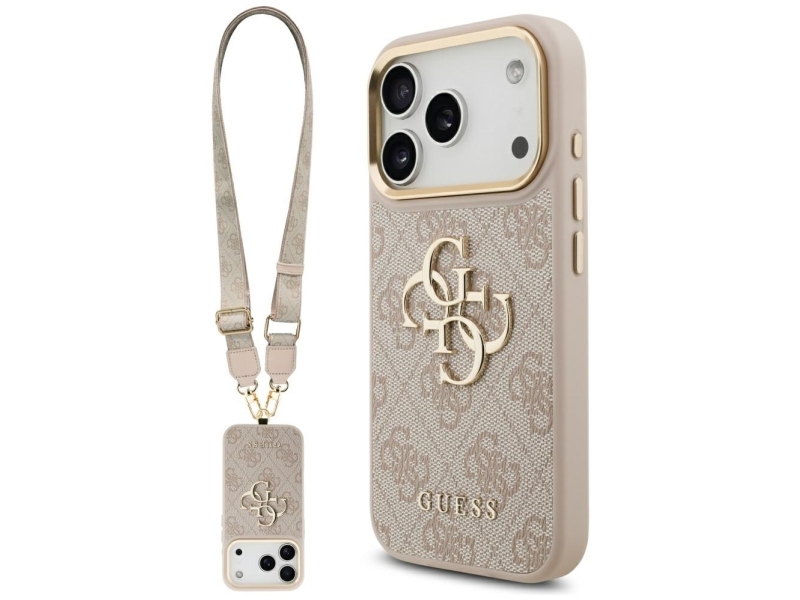 Guess 4G Big 4G Classic Logo Big Strap Metal-Buttons Case Für Iphone 17 Pro – Pink