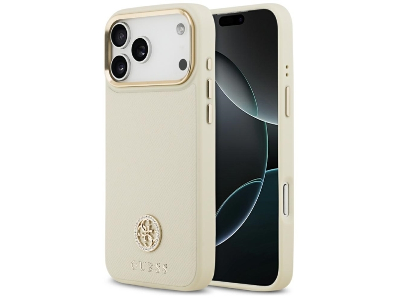 Guess Grained-Strass Magsafe Case Für Iphone 17 Pro Max - Beige