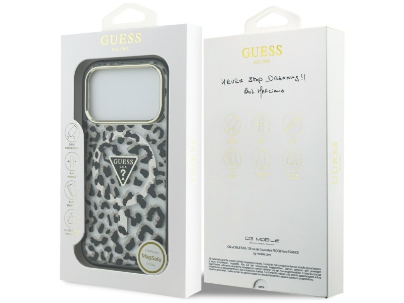 Guess Leopard Glitter Magsafe-Hülle Für Das Iphone 17 Pro – Schwarz