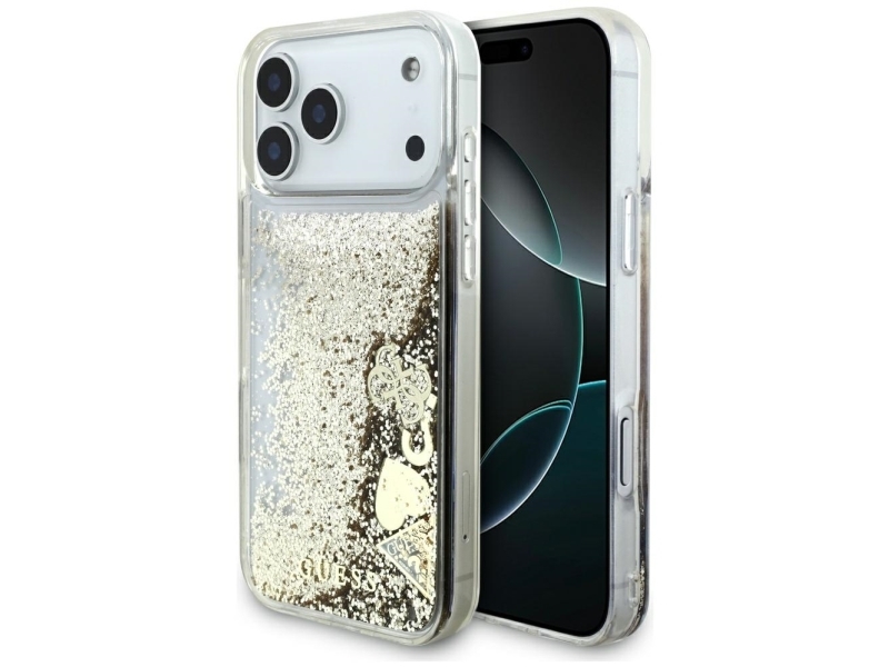 Guess Liq. Glitter 4 Charms Cover Til Iphone 17 Pro Max - Guld