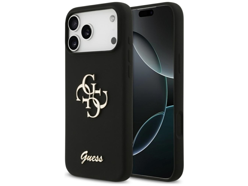 Guess Silikoneetui Big 4G Script Til Iphone 17 Pro Max, Sort