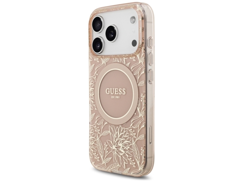 Guess Iml Flowers Electro Pearl Strap Magsafe Cover Til Iphone 17 Pro - Pink