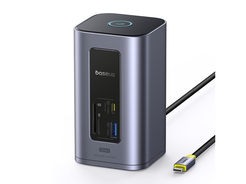 Baseus Nu1 Air Spacemate Hub 12-I-1 Usb-C Dockingstation - 2X Hdmi 4K@60Hz, 2X Usb-C 10Gb/S, 2X Usb-A 5Gb/S, 2X Usb-A (480Mb/S), Rj45, Sd/Microsd 3.0