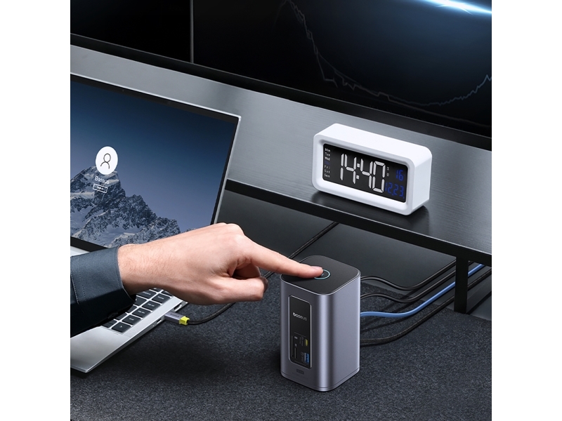 Baseus Nu1 Air Spacemate Hub 12-In-1 Usb-C-Dockingstation - 2X Hdmi 4K@60Hz, 2X Usb-C 10Gb/S, 2X Usb-A 5Gb/S, 2X Usb-A (480Mb/S), Rj45, Sd/Microsd 3.