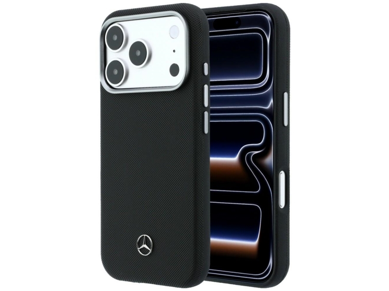Mercedes Leder Semi-Wrap Grillmuster Magsafe Case Für Iphone 17 Pro - Schwarz
