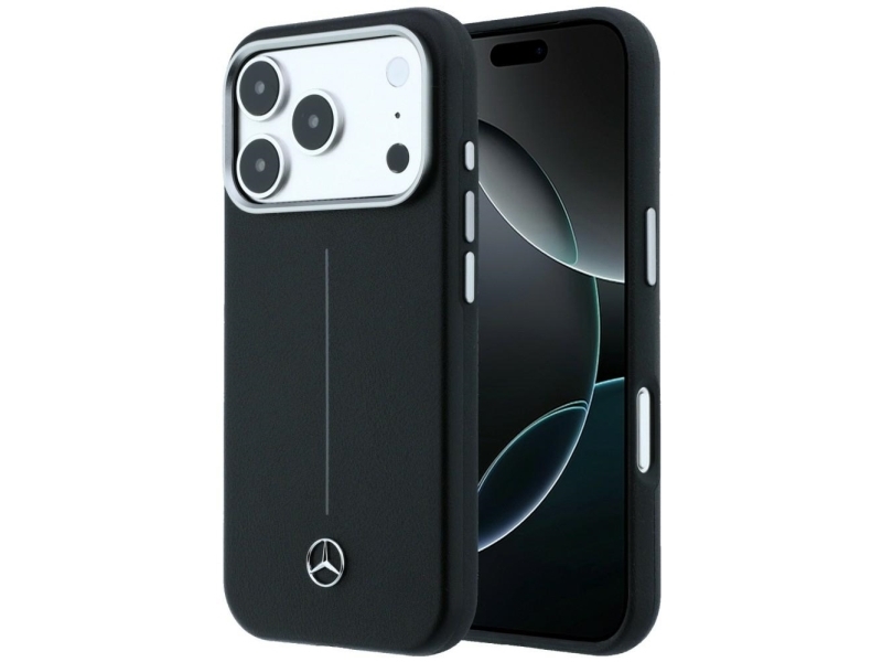 Mercedes Leather Semi Wrap Magsafe Case Für Iphone 17 Pro Max - Schwarz