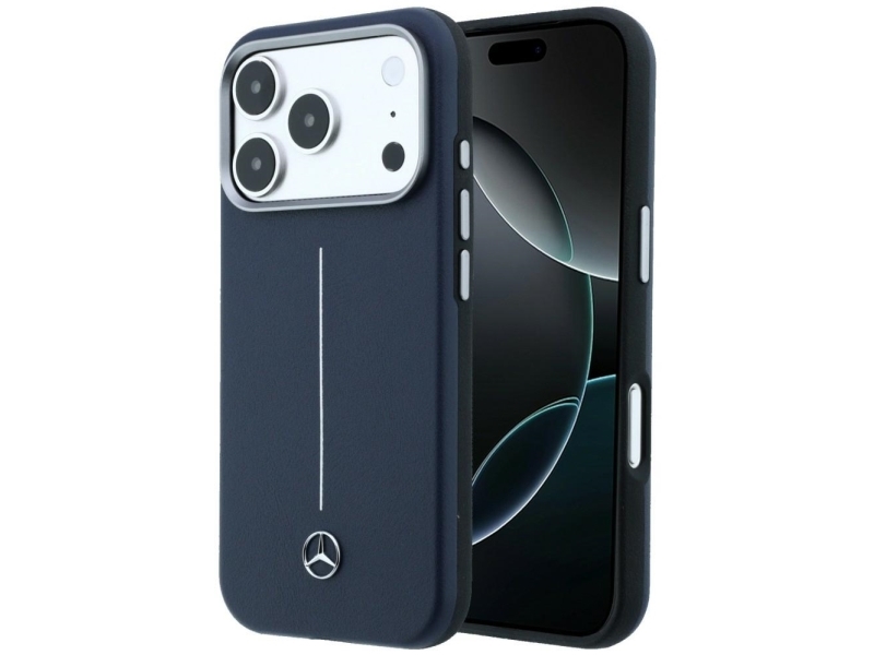 Mercedes Leder Semi Wrap Magsafe Case Für Iphone 17 Pro Max - Navyblau