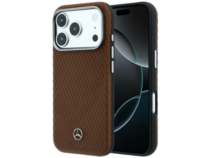 Mercedes Leather Semi-Wrap Magsafe Case Für Iphone 17 Pro - Braun