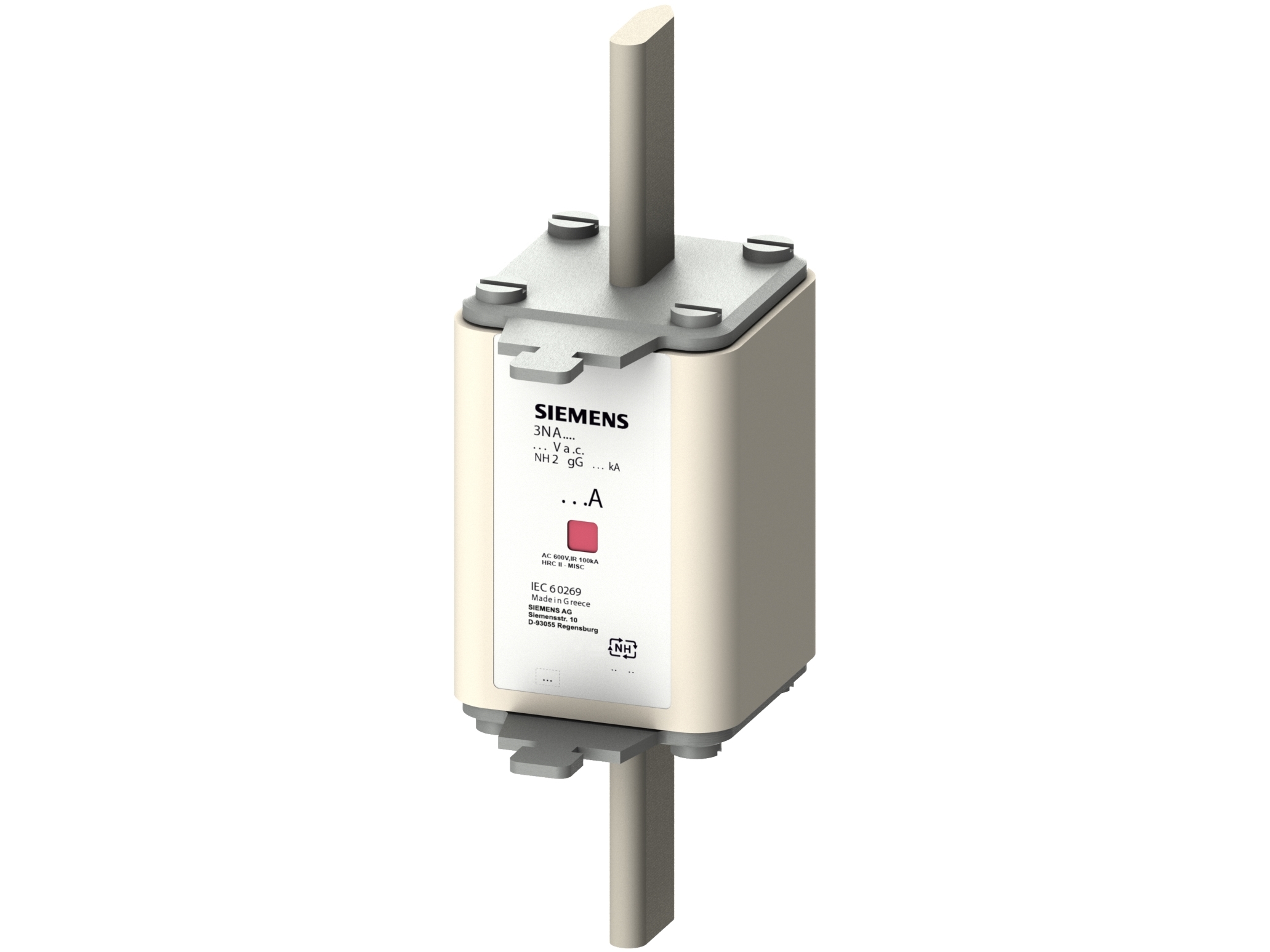 Siemens Nh-Sicherung Nh2 160A Gg 500Vac/440Vdc, 159 Mm, 152 Mm, 75 Mm, 461 G