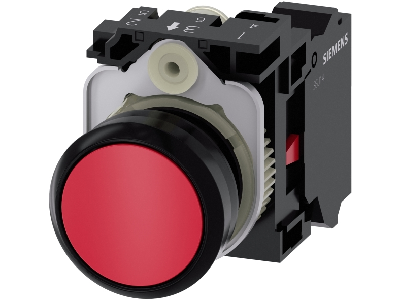 Siemens Trykknap 22 Mm, Rund, Rød, 1Oe, Ip67, Ip69k, 2,23 Cm, 50 Mm, 100 Mm, 30 Mm, 50 G