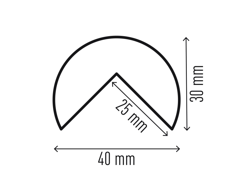 Durable 1110130, Plast, Sort, Gul, Afrundet, 1000 mm, 40 mm