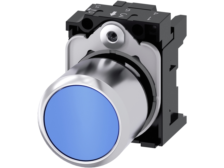 Siemens Drucktaster, Blau, Verlaengertem Hub, 83 G, 65 Mm, 154 Mm, 35 Mm
