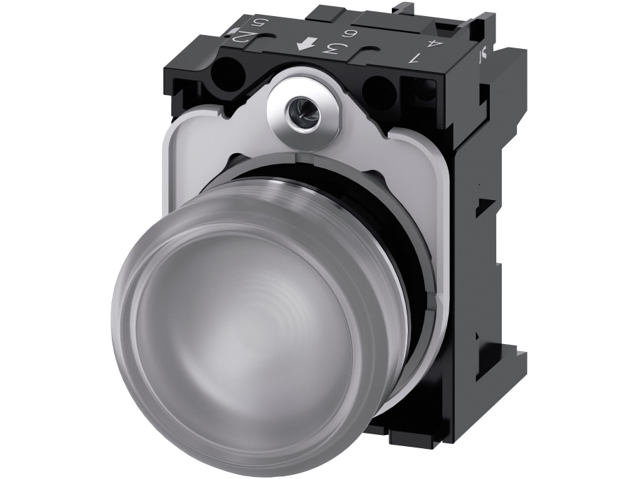 Siemens 3SU1152-6AA70-1AA0 lysindikator, 22 mm, rund, klar, gennemsigtig, IP67, IP69K, 58 g, 100 mm, 50 mm, 30 mm