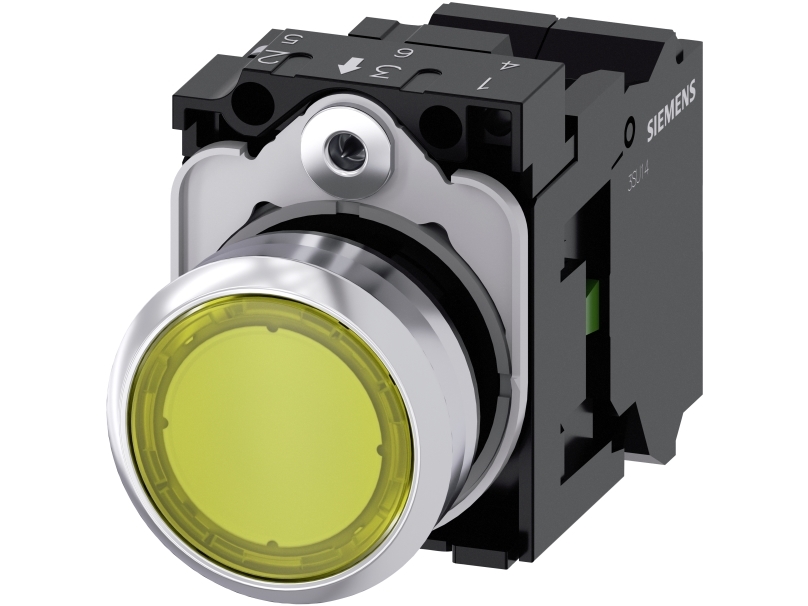 Drucktaster Licht 22Mm Rund Mit Hoher Gelber 1No Feder