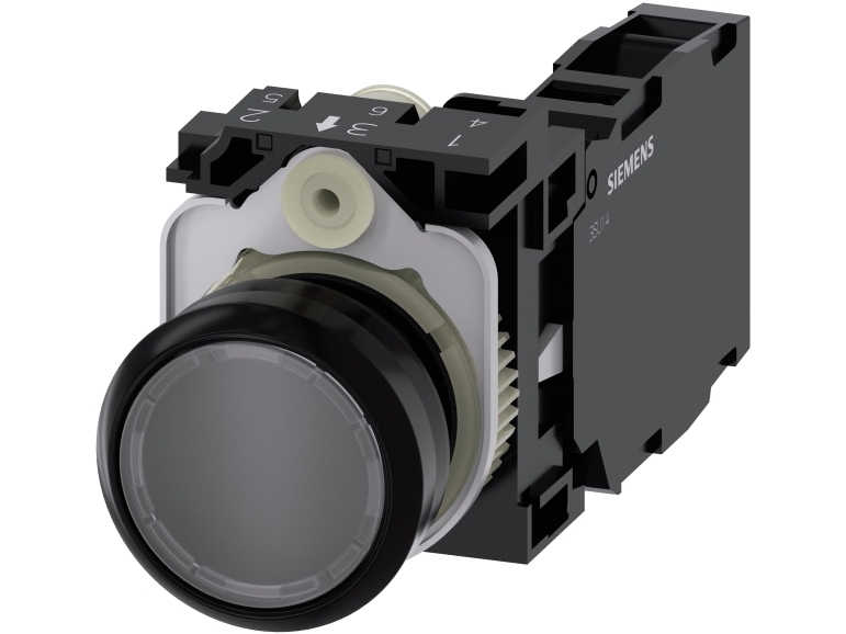 Siemens 3Su1100-0Ab70-1Fa0 Trykknap Frontring Kunststoff, Rund Knap Sort, Klar 1 Stk