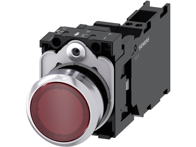 Siemens 3Su1153-0Ab20-3Fa0 Trykknap, 22 Mm, Rund, Rød, Ip67, Ip69k, 2,23 Cm, 50 Mm, 140 Mm, 30 Mm, 60 G