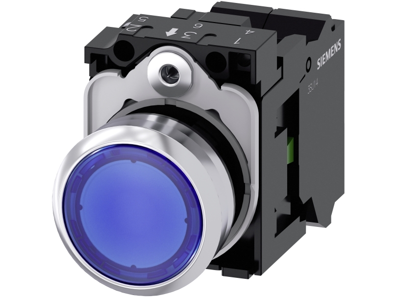 Drucktaster Licht 22Mm Rund Mit Hoher Blauer 1No Feder