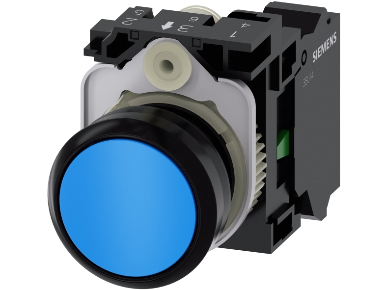 Siemens 3SU1100-0AB50-3BA03SU11000AB503BA0 Trykknap, 22 mm, rund, IP67, IP69K, 2,23 cm, 60 mm, 100 mm, 30 mm, 50 g