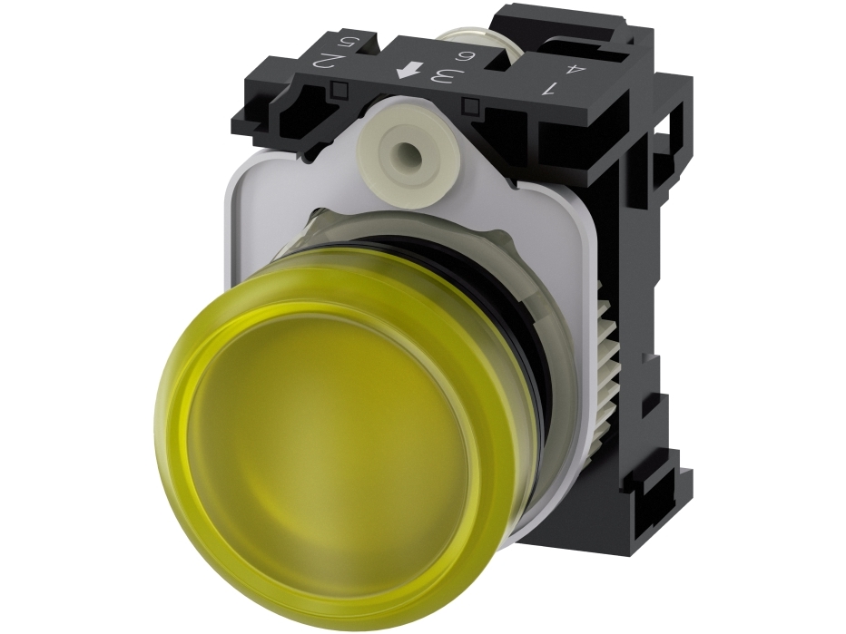 Siemens 3SU1106-6AA30-3AA0 lysindikator, 22 mm, rund, gul, IP67, IP69K, 41 g, 80 mm, 80 mm, 30 mm