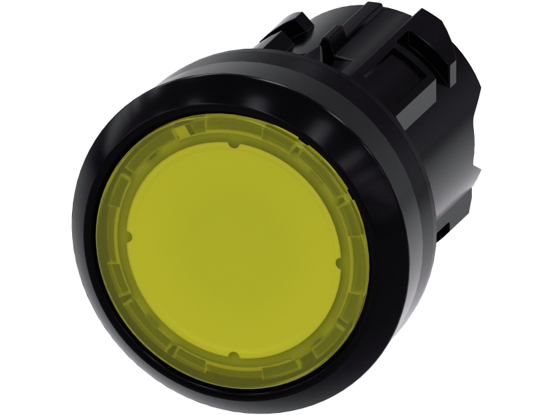 Siemens trykknap med belysning, 22 mm, rund, gul, 13 g, 35 mm, 30 mm, 30 mm