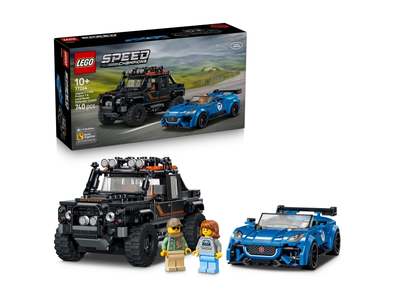 LEGO Speed Champions 77264 Jaguar F-TYPE Project 7 og Land Rover Defender Classic byggesæt