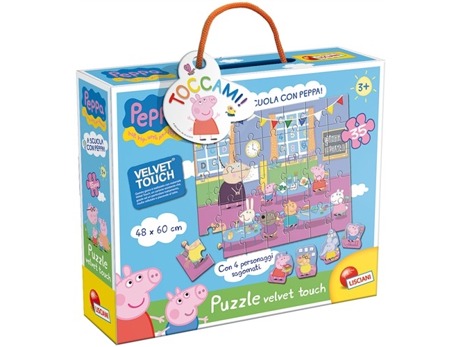 Lisciani 43484 Peppa-Puzzle „Velvet Touch Scuola“, Ab 3 Jahren