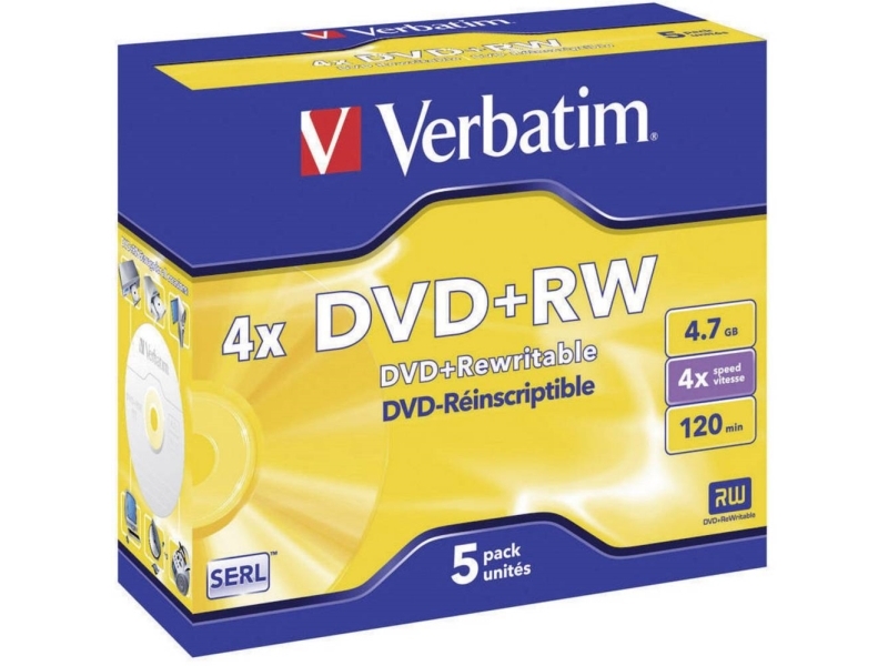 Verbatim - 5 X Dvd+Rw - 4.7Gb 4X - Jewelcase (Schachtel) - Speichermedium (43229)