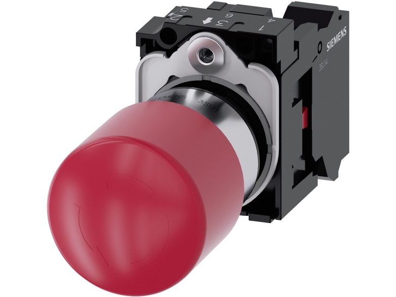 Siemens 3Su1150-1Gb20-3Cw0 Nødstop-Svampeknap, 22 Mm, Rund, Metal, Ip67, Ip69k, 2,23 Cm, 136 Mm, 103 Mm, 48 Mm, 130 G