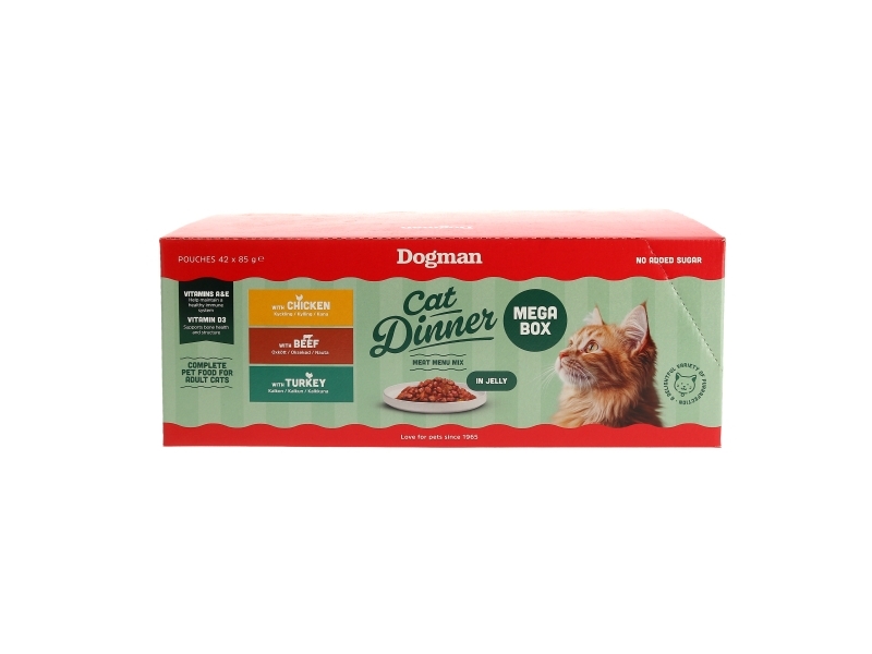 Dogman Kattemad Cat Dinner Mega Box Jelly Vådfoder 42 X 85 G