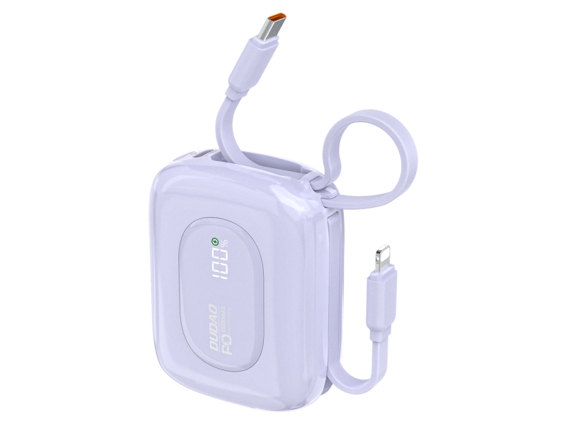 Dudao Powerbank K32 10000 Mah Mit Integriertem Usb-C/Lightning-Kabel Lila