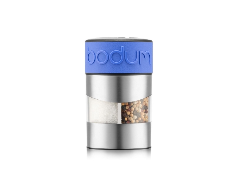 Bodum 11002-448, Salz- & Pfeffermühle, Blau, Edelstahl, Transparent, Kunststoff, Silikon, Edelstahl, Keramik, Pfeffer, Salz, 70 Mm
