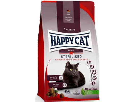 Happy Cat Sterilised Bavarian Beef Für Katzen Nach Der Sterilisation, Bayerisches Rindfleisch 4 Kg
