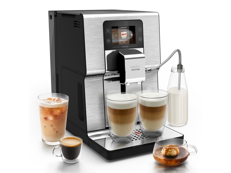 Krups Ea879e, Espressomaskine, 2,5 L, Kaffebønner, Indbygget Kværn, 1550 W, Metallic, Sølv, Sort