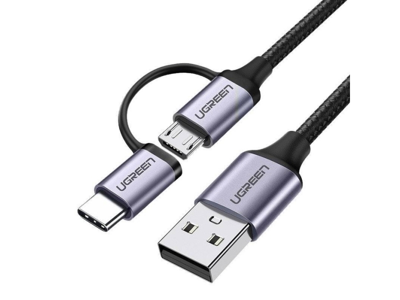 Usb 2-In-1 Ugreen Typ-C / Micro Usb Kabel, Qc 3.0, 1M (Schwarz)