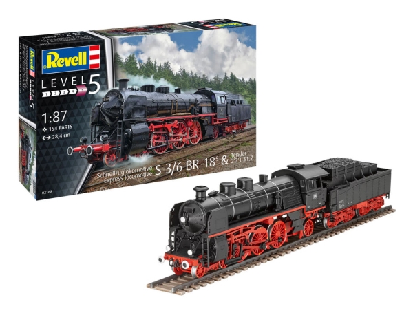 Revell Express locomotive S3/6 BR18(5), Expressloksmodell, Monteringssats, 1:87, Express locomotive S3/6 BR18(5), Alla, 154 styck