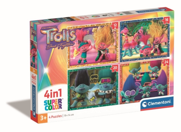 Clementoni Puslespil - Trolls - Super Color - 3x48 Brikker