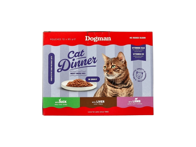 Dogman Cat Dinner Meat Menu Mix Gravy Nassfutter 12X85 G