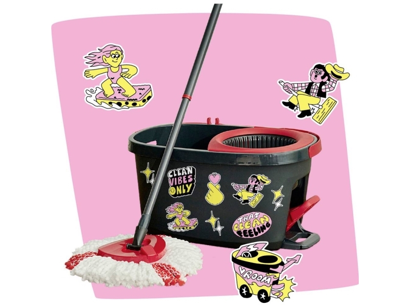 Vileda 183681 Vileda Turbo My Style Box – Cleaning Lovers Komplettes Bodenwischset Anthrazit, Rot 1 Stück