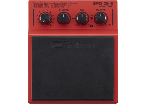 Roland SPD ONE WAV PAD, Sort, Rød, USB Type-B, 6,3 mm, Vekselstrøm, Batteri, AA, 140 mm