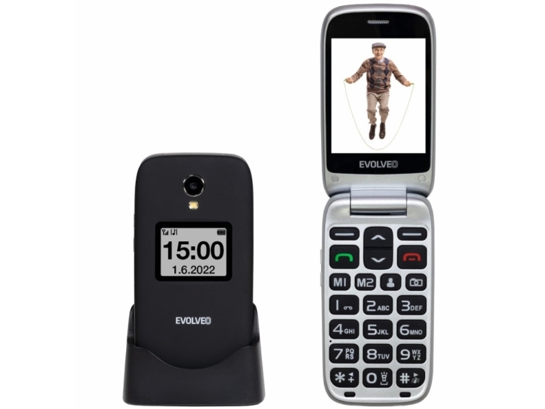 Evolveo Easyphone Fs, Klapphandy, Single Sim, 7,11 Cm (2.8"), 3 Mp, 1000 Mah, Schwarz