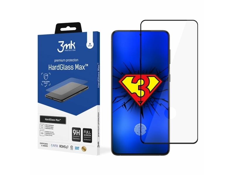 3Mk 3Mk Hardglass Max Fp Sam G996 S21 + Black/Black, Fullscreen Glass