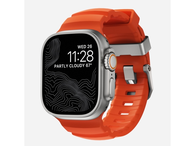 Nomad Nm014872858, Urrem, Apple, Apple Watch 49Mm, 46Mm, 45Mm, 44Mm, And 42Mm (Ultra 1-3, Series 1-11, And Se), Titanium, Orange, 135 Mm