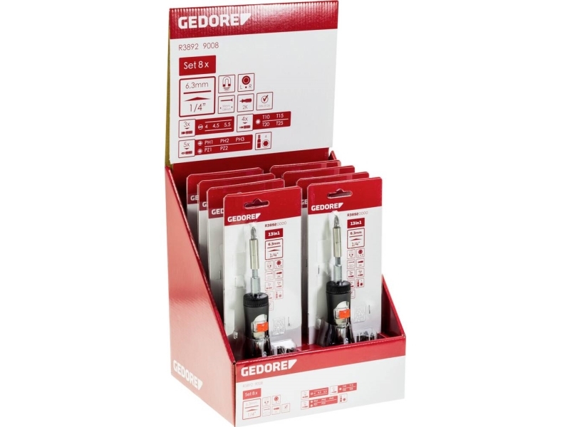 Gedore Universel Bitsskruetrækker Med Skralde 1/4 (6,3 Mm) 128 Mm Din 3126